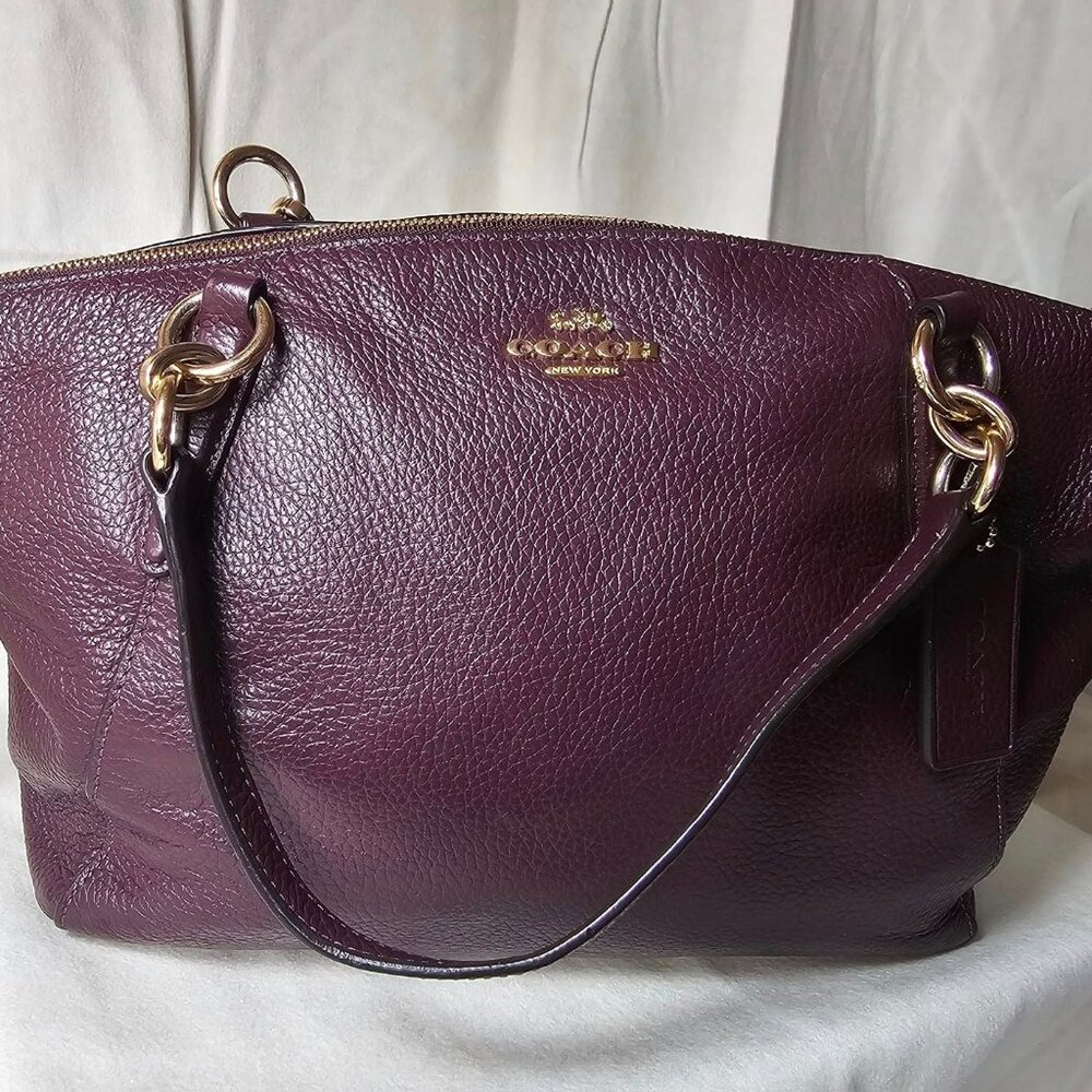 Coach Wine Pebbled Leather Crossbody Satchel